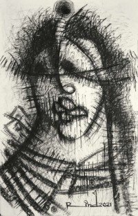 A. S. Rind, 14 x 22 Inch, Charcoal On Paper, Figurative Painting, AC-ASR-756